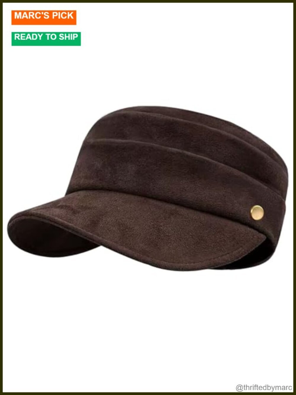 Women's Faux Suede Newsboy Cap with Hook-and-Loop Closure, Foldable Brim